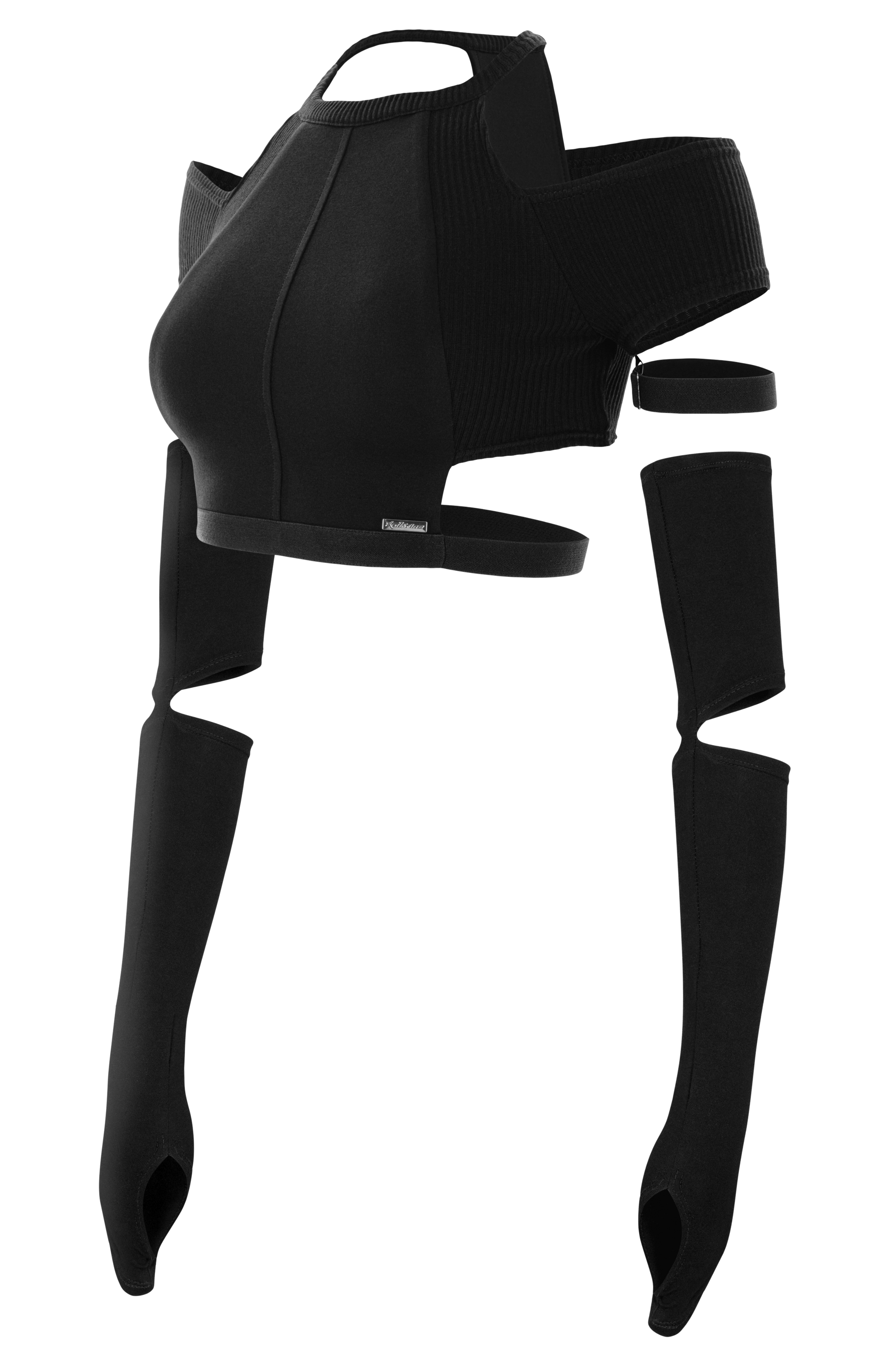 111 Cutouts Long Sleeves Top - Black