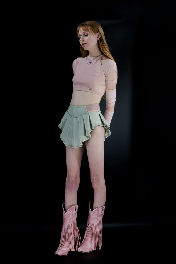 111 Cutouts Long Sleeves Top - Pink