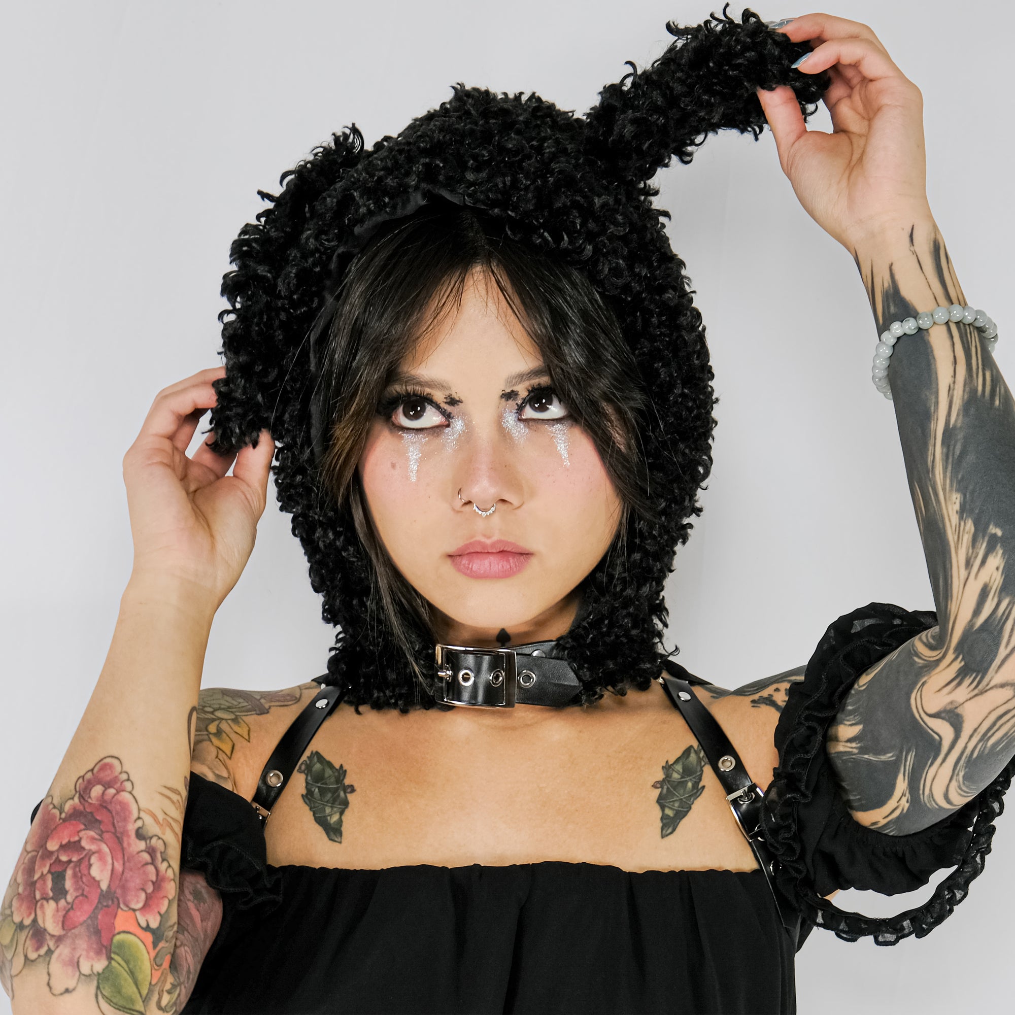 Bunny Hoodie Harness - Black